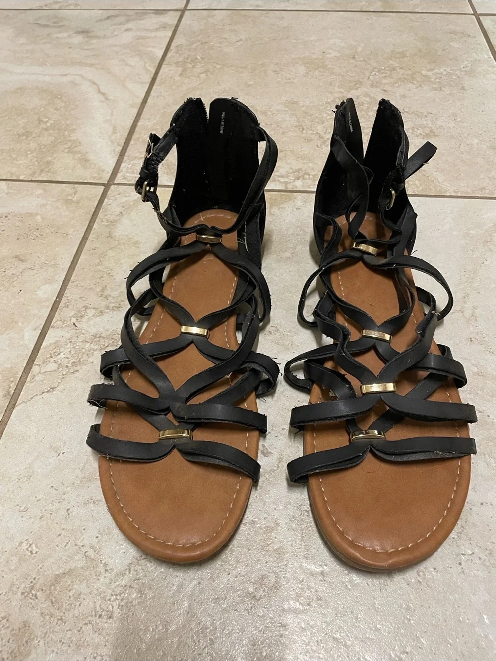 Women’s Black Strappy Gladiator Sandals